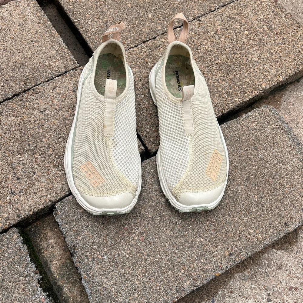 Salomon Slip-On Trail Shoes in Cream and Light Tan